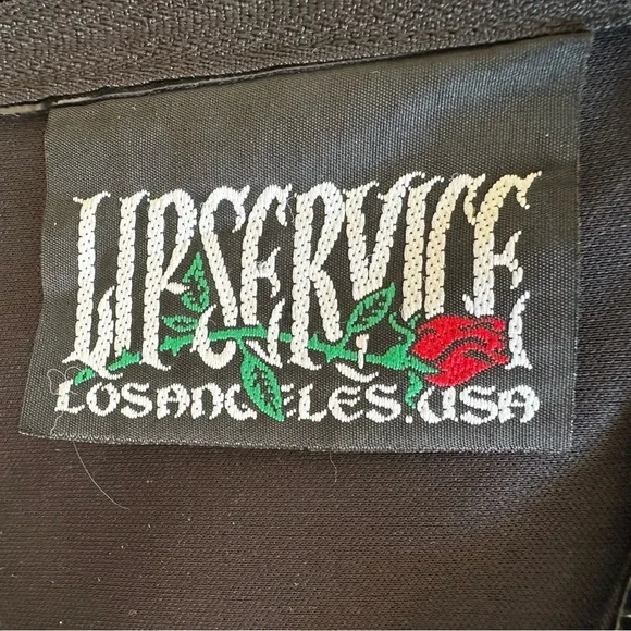 Vintage Lip Service Black Vinyl Pinafore Dress size M Y2K made in USA - Picture 7 of 13